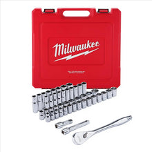 Load image into Gallery viewer, Milwaukee Tool 47pc 1/2" Drive Metric & SAE Ratchet and Socket Set with FOUR FLAT Sides