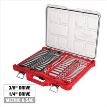 Load image into Gallery viewer, Milwaukee Tool 106pc 1/4" and 3/8" Metric & SAE Ratchet and Socket Set with PACKOUT Low-Profile Organizer