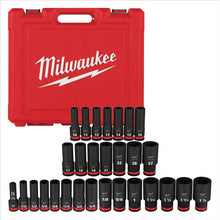 Load image into Gallery viewer, Milwaukee Tool 29PC SHOCKWAVE Impact Duty 1/2" Drive SAE & Metric Deep 6 Point Socket Set