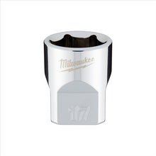 Load image into Gallery viewer, Milwaukee Tool 3/8&quot; Drive 17mm Metric 6-Point Socket with FOUR FLAT Sides, Vanadium Steel, Chrome
