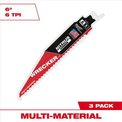 Milwaukee Tool 6 Inch WRECKER with NITRUS CARBIDE Blades - 3 Pack
