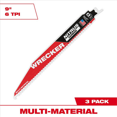 Milwaukee Tool 9 Inch WRECKER with NITRUS CARBIDE Blades - 3 Pack