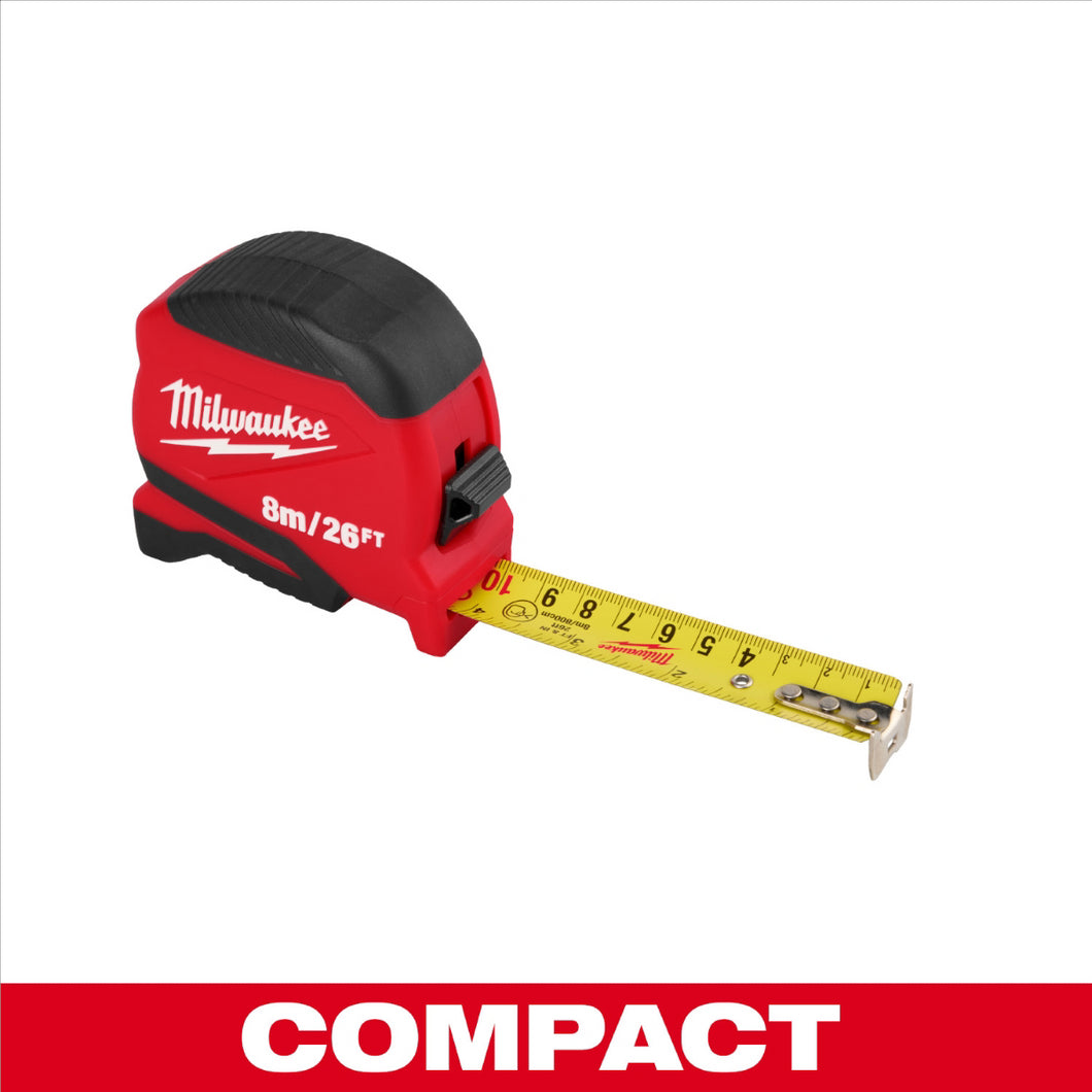 Milwaukee Tool 8 Meter /26 Foot Compact Tape Measure