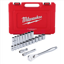 Load image into Gallery viewer, Milwaukee Tool 22 pc 1/2&quot; Drive SAE Ratchet and Socket Set with FOUR FLAT Sides
