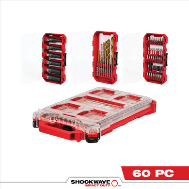 Milwaukee Tool 60 SHOCKWAVE Impact Duty Alloy Steel Screw Driver Bit Set with PACKOUT Case