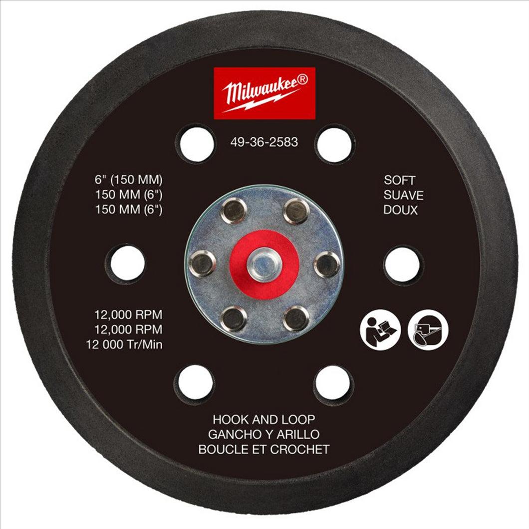 Milwaukee Tool 6 Inch Hook and Loop Sander Backing Pad - Soft