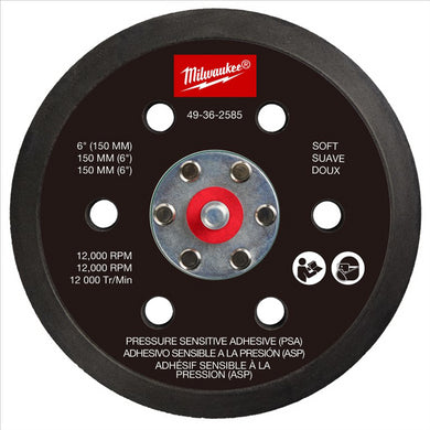 Milwaukee Tool 6 Inch Pressure Sensitive Adhesive Sander Backing Pad - Soft