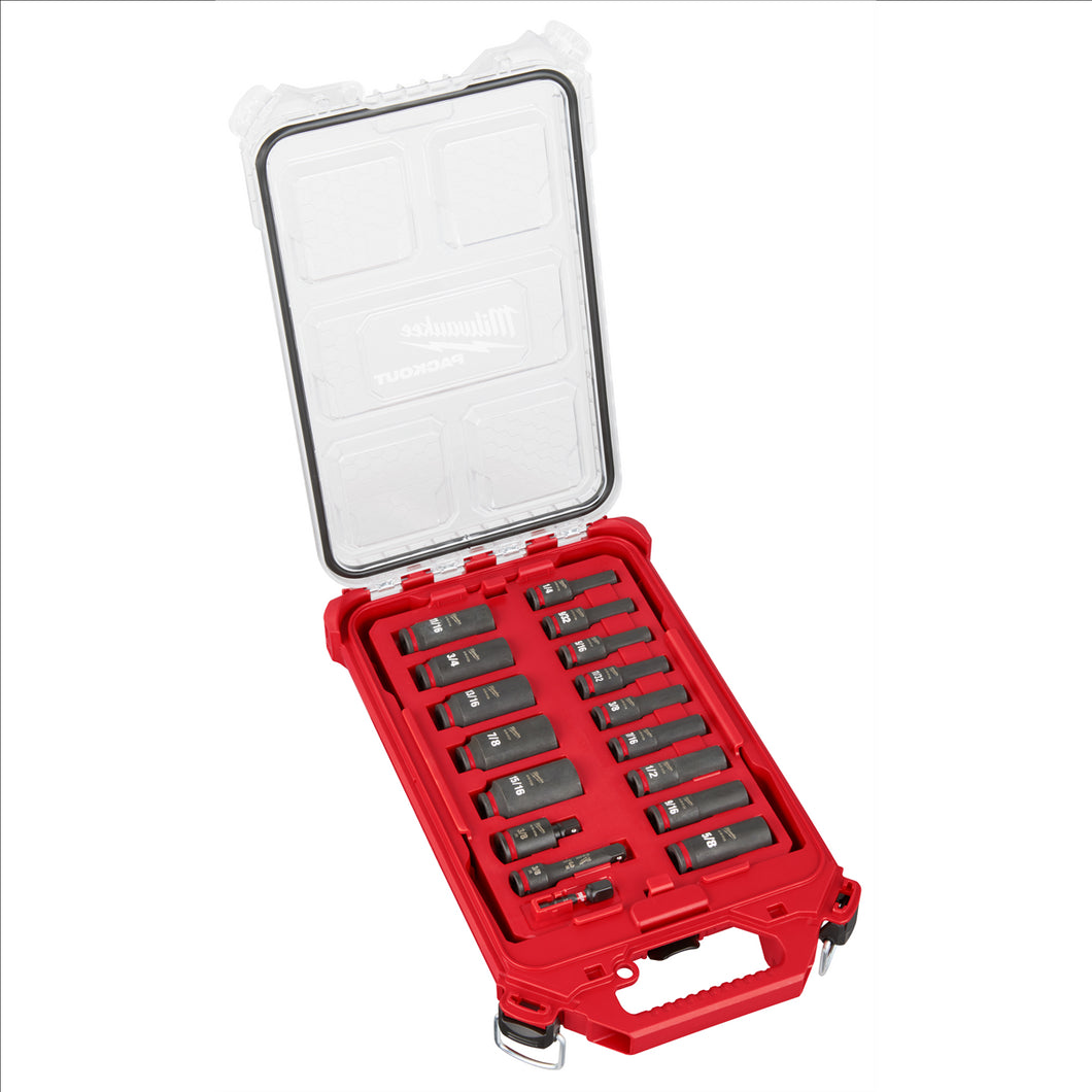 Milwaukee Tool SHOCKWAVE Impact Duty Socket 3/8” Dr 17PC SAE PACKOUT Set