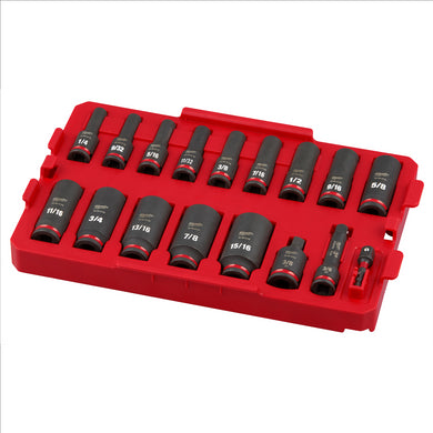 Milwaukee Tool SHOCKWAVE Impact Duty Socket 3/8” Dr 17PC SAE TRAY Set