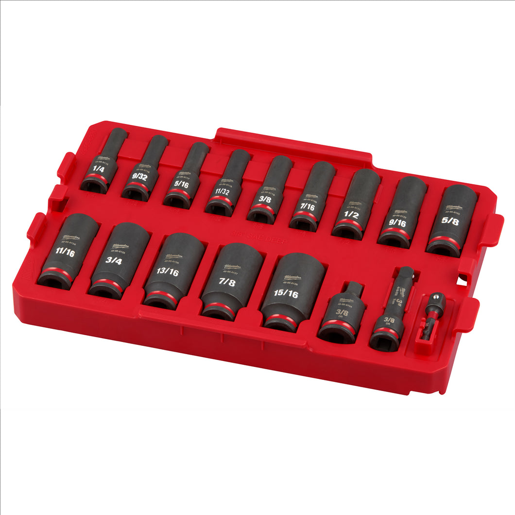 Milwaukee Tool SHOCKWAVE Impact Duty Socket 3/8” Dr 17PC SAE TRAY Set