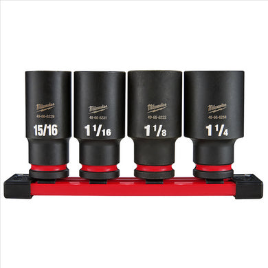 Milwaukee Tool 4Piece SHOCKWAVE Impact Duty  1/2 Inch Drive SAE Deep 6 Point Socket Set