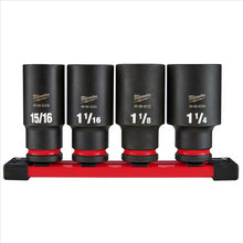 Load image into Gallery viewer, Milwaukee Tool 4Piece SHOCKWAVE Impact Duty 1/2 Inch Drive SAE Deep 6 Point Socket Set
