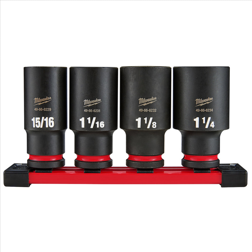 Milwaukee Tool 4Piece SHOCKWAVE Impact Duty  1/2 Inch Drive SAE Deep 6 Point Socket Set