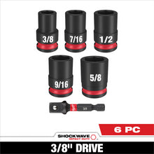 Load image into Gallery viewer, Milwaukee Tool 6PC SHOCKWAVE Impact Duty 3/8&quot; Drive SAE Standard Socket Set
