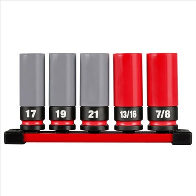 Milwaukee Tool SHOCKWAVE Impact Duty 1/2 Drive SAE & Metric 5PC Lug Nut Wheel Socket Set
