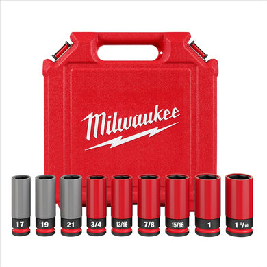 Milwaukee Tool SHOCKWAVE Impact Duty 1/2 Drive SAE & Metric 9PC Lug Nut Wheel Socket Set