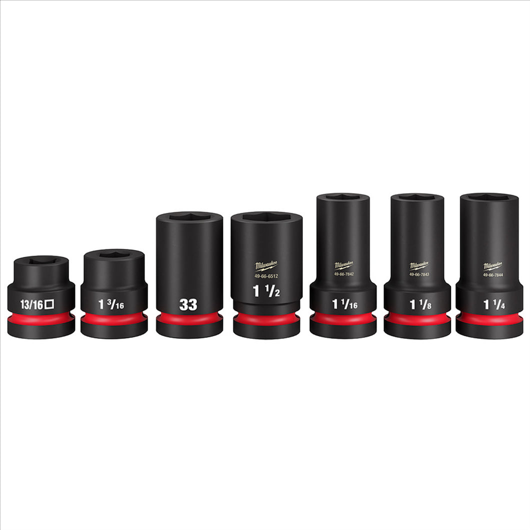 Milwaukee Tool SHOCKWAVE Impact Duty 1” Drive 7PC MM & SAE Wheel Service Socket PACKOUT Set
