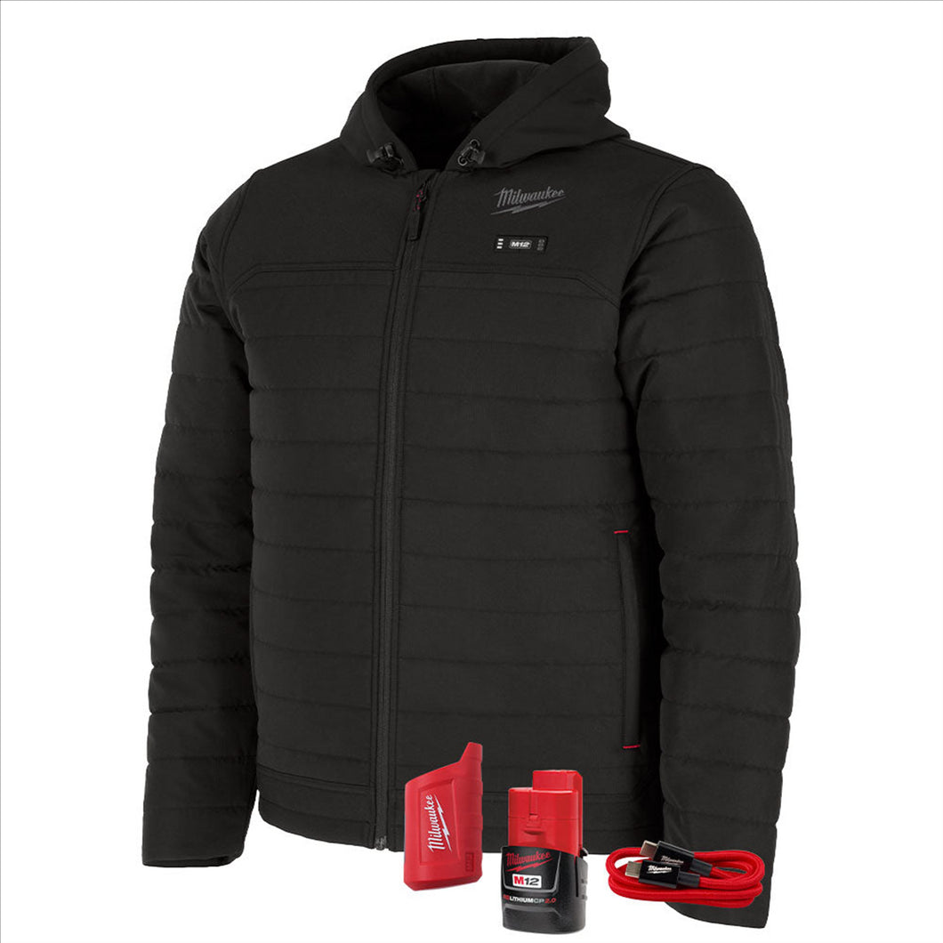 Milwaukee Tool M12 Heated Axis Hooded Jacket Kit with Hexon Heat Technology, 3X - Black