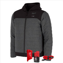 Load image into Gallery viewer, Milwaukee Tool M12 Heated Axis Hooded Jacket Kit with Hexon Heat Technology, 2X - Grey/Black
