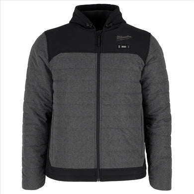 Milwaukee Tool M12 Heated Axis Hooded Jacket Kit with Hexon Heat Technology, L - Grey/Black